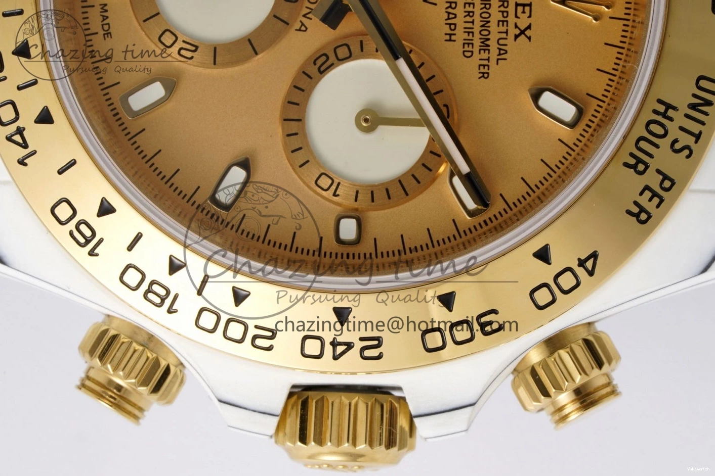Daytona Bezel Leather Strap A7750 on White DIWF YG Dial DIW Brown YG Edition Case Carbon 0430